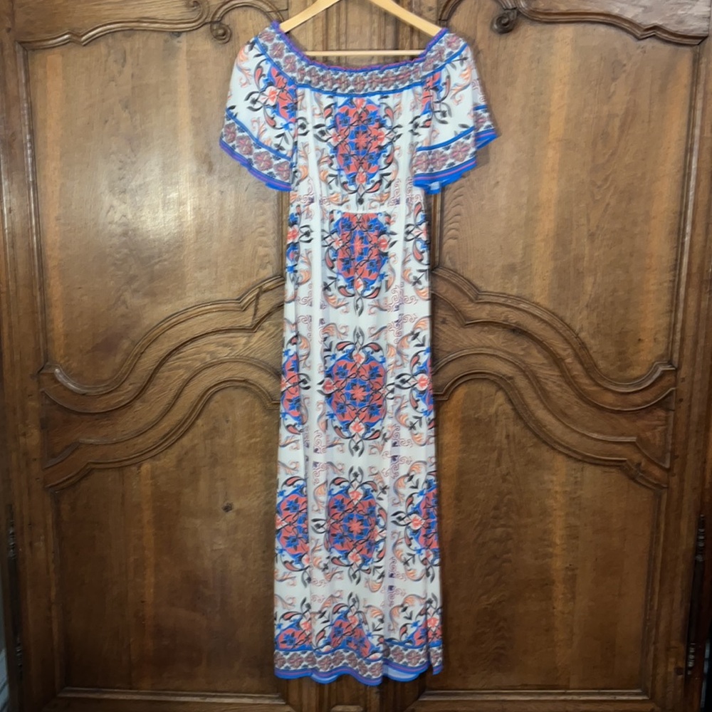 Flying Tomato bohemian short sleeve off the shoulder ruffle maxi dress - Picture 6 of 16